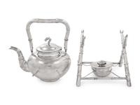 A Chinese Export Silver Teapot and Stand