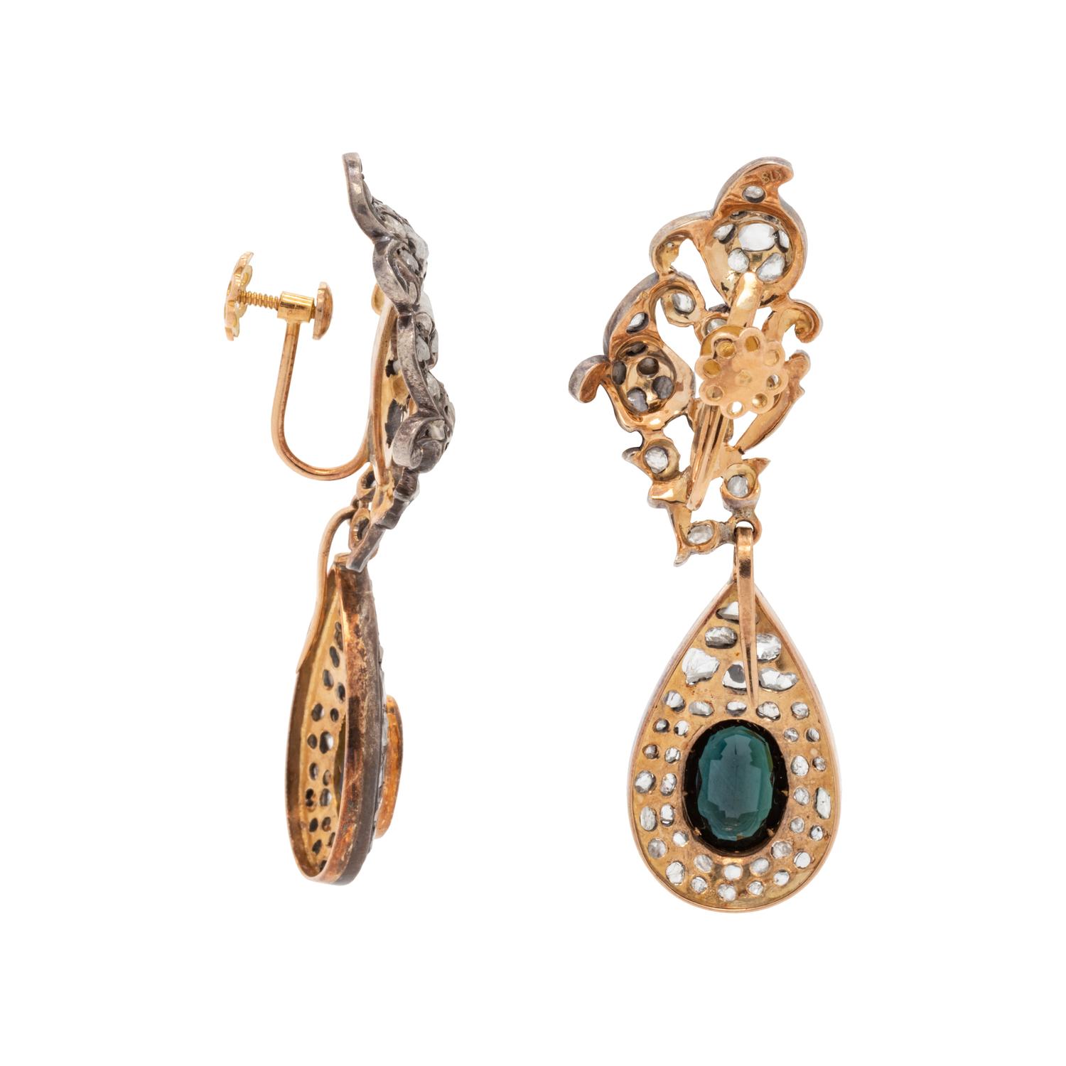 SAPPHIRE AND DIAMOND CONVERTIBLE EARCLIPS