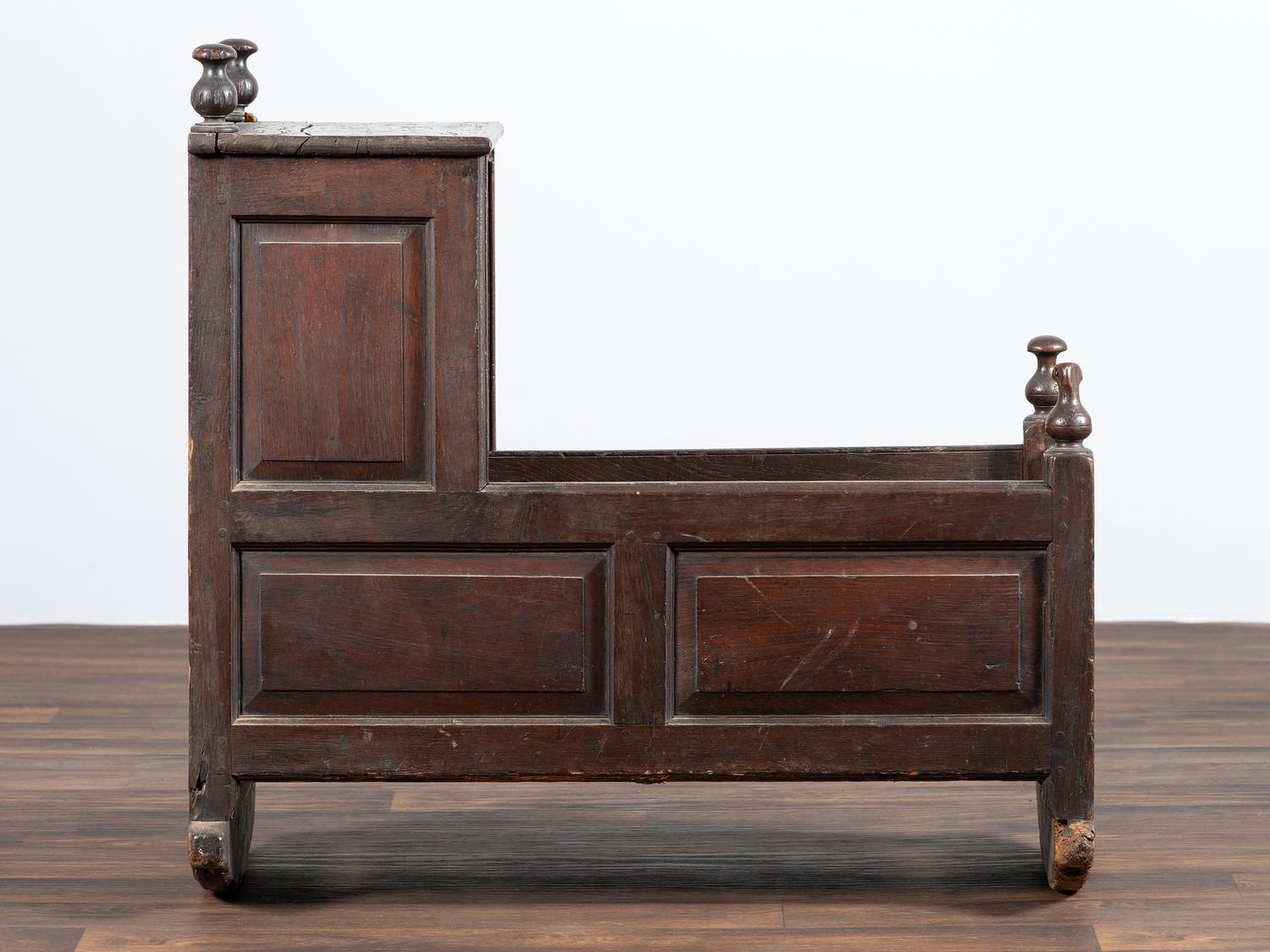A William and Mary Paneled Oak Cradle