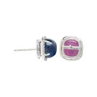 RUBY, SAPPHIRE, AND DIAMOND STUD EARRINGS