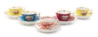 A Set of Five Meissen Porcelain Cabinet Cups and Saucers Diameter of largest saucer 5 5/8 inches. — 19TH/20TH CENTURY