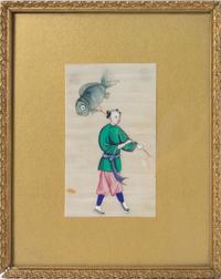 Six Chinese Export Ink and Color on Pith Paintings 6 1/2 x 9 1/4 inches (largest image). — 19TH CENTURY