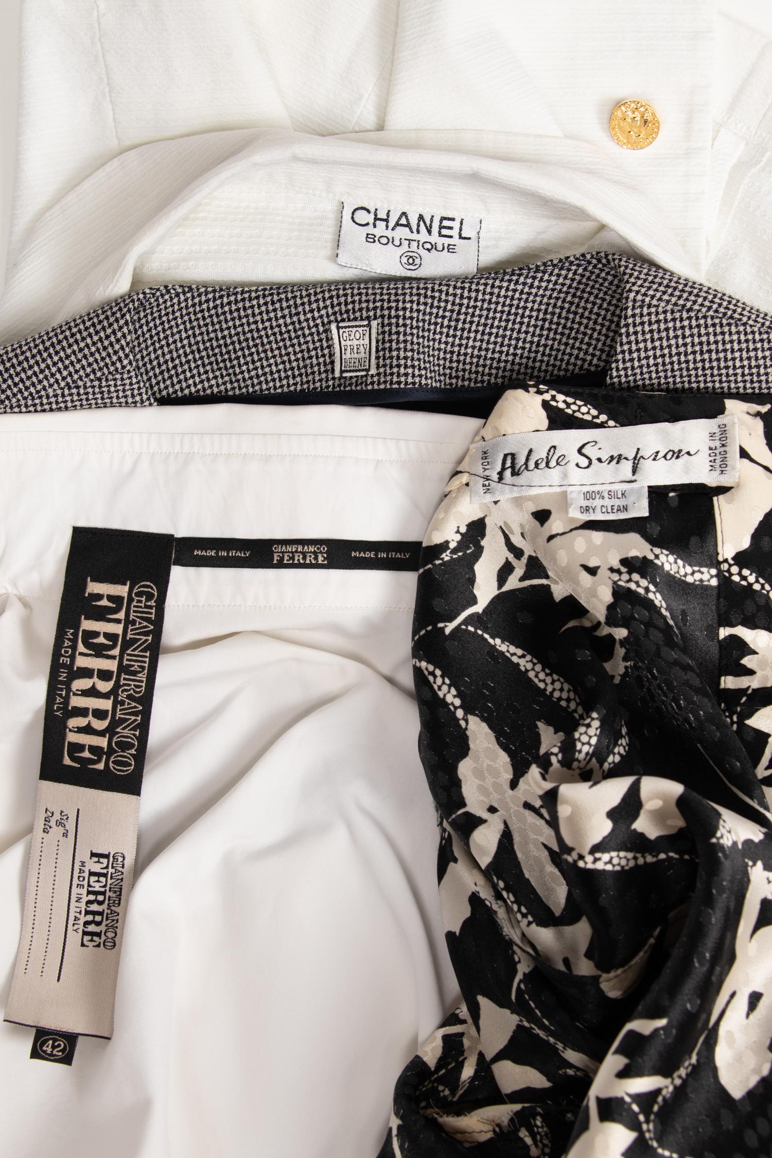 Four Designer Tops by Chanel, Geoffrey Beene, Gianfranco Ferré, and Adele Simpson