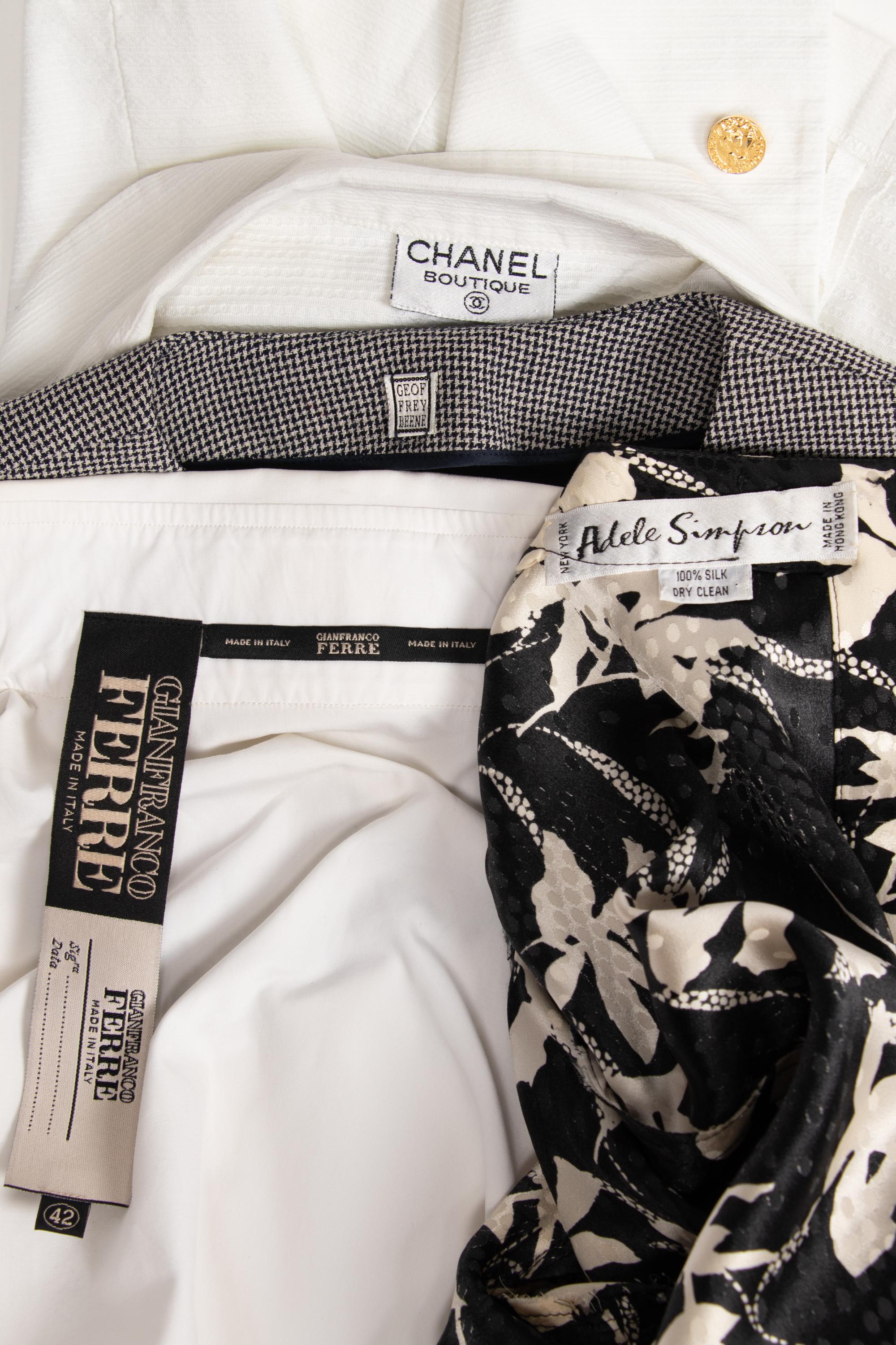 Four Designer Tops by Chanel, Geoffrey Beene, Gianfranco Ferré, and Adele Simpson