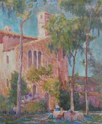 Roy Chaffee, (American, 1887-1969), Building with Trees