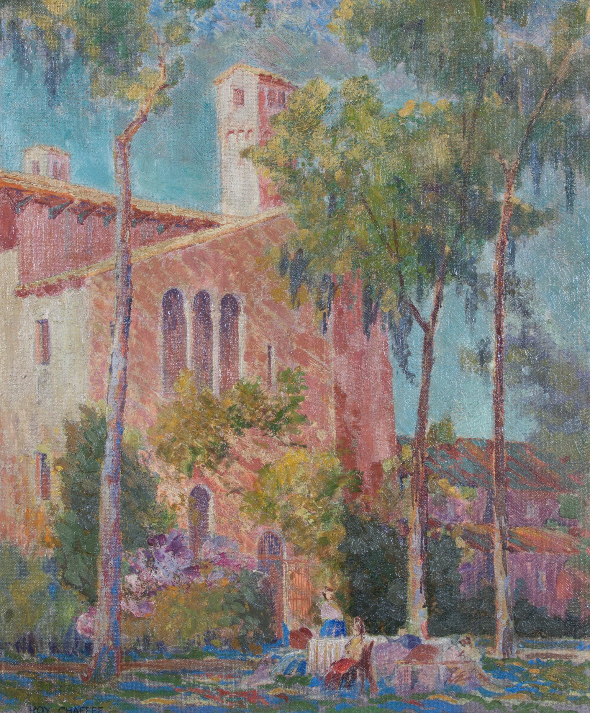 Roy Chaffee, (American, 1887-1969), Building with Trees