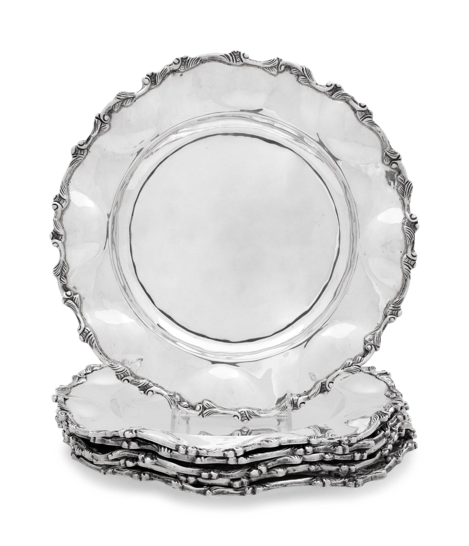A Set of Six Mexican Silver Chargers