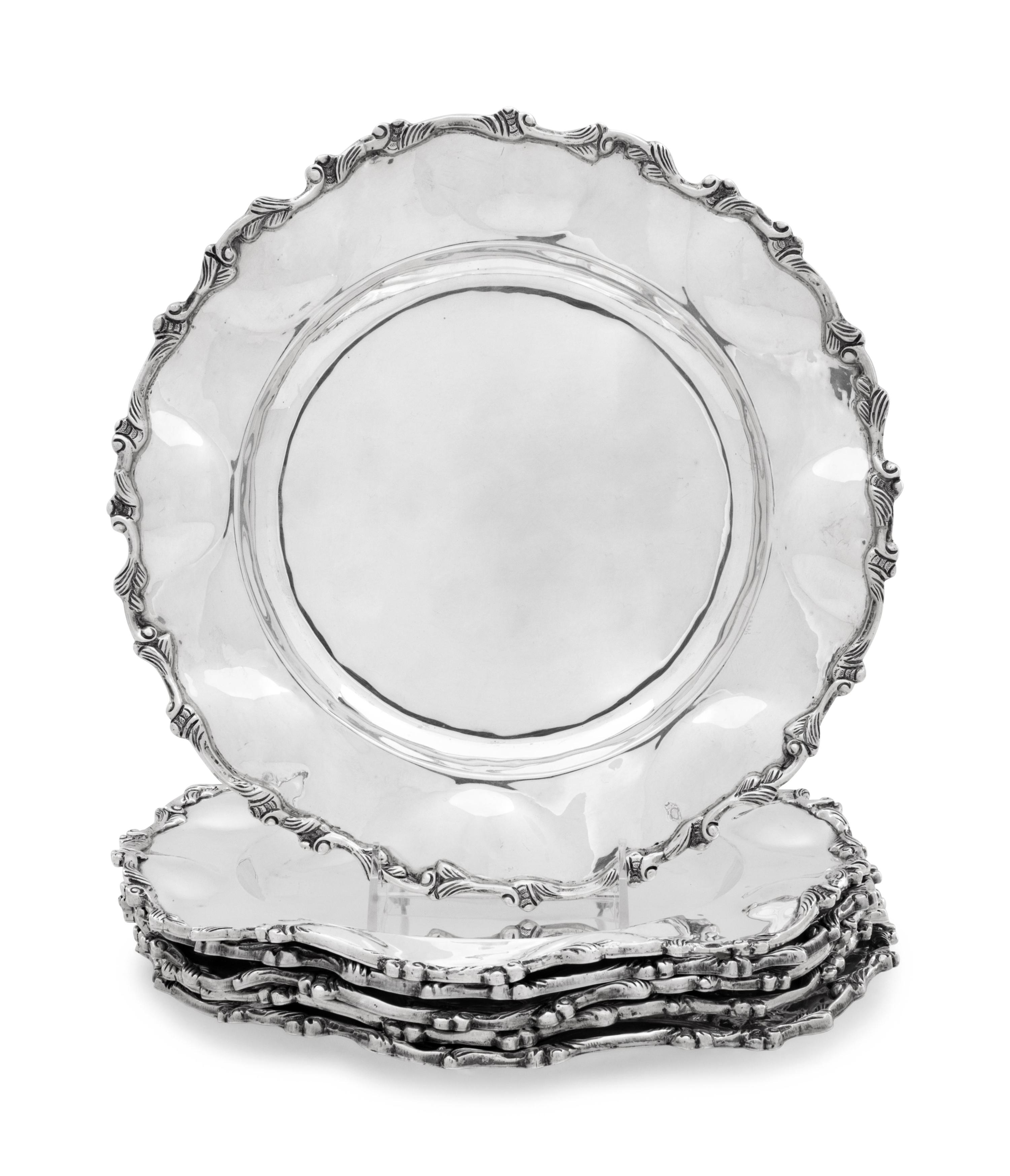 A Set of Six Mexican Silver Chargers