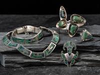 Taxco Silver and Chrysocolla Jewelry