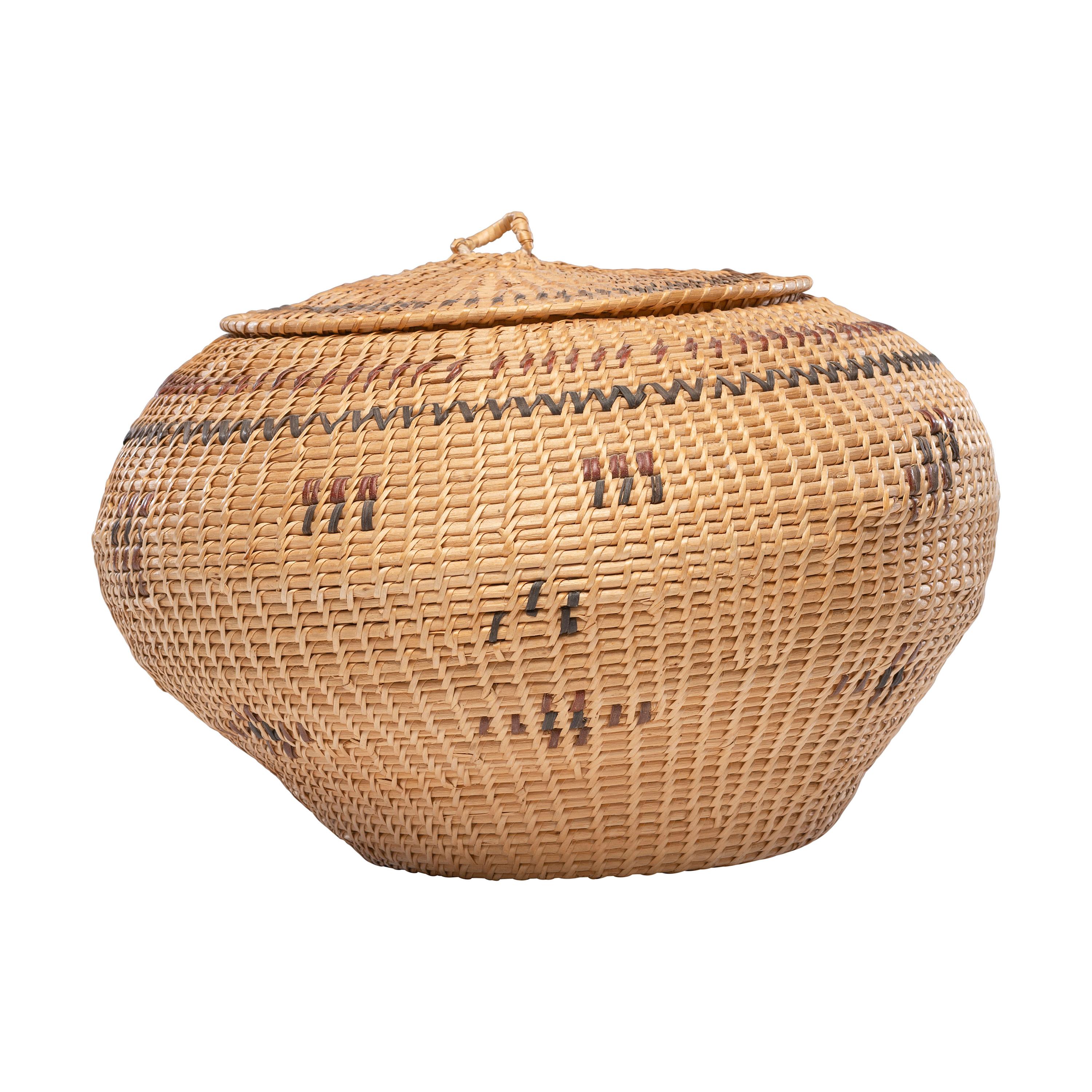 Paiute / Washoe Polychrome Lidded Basket