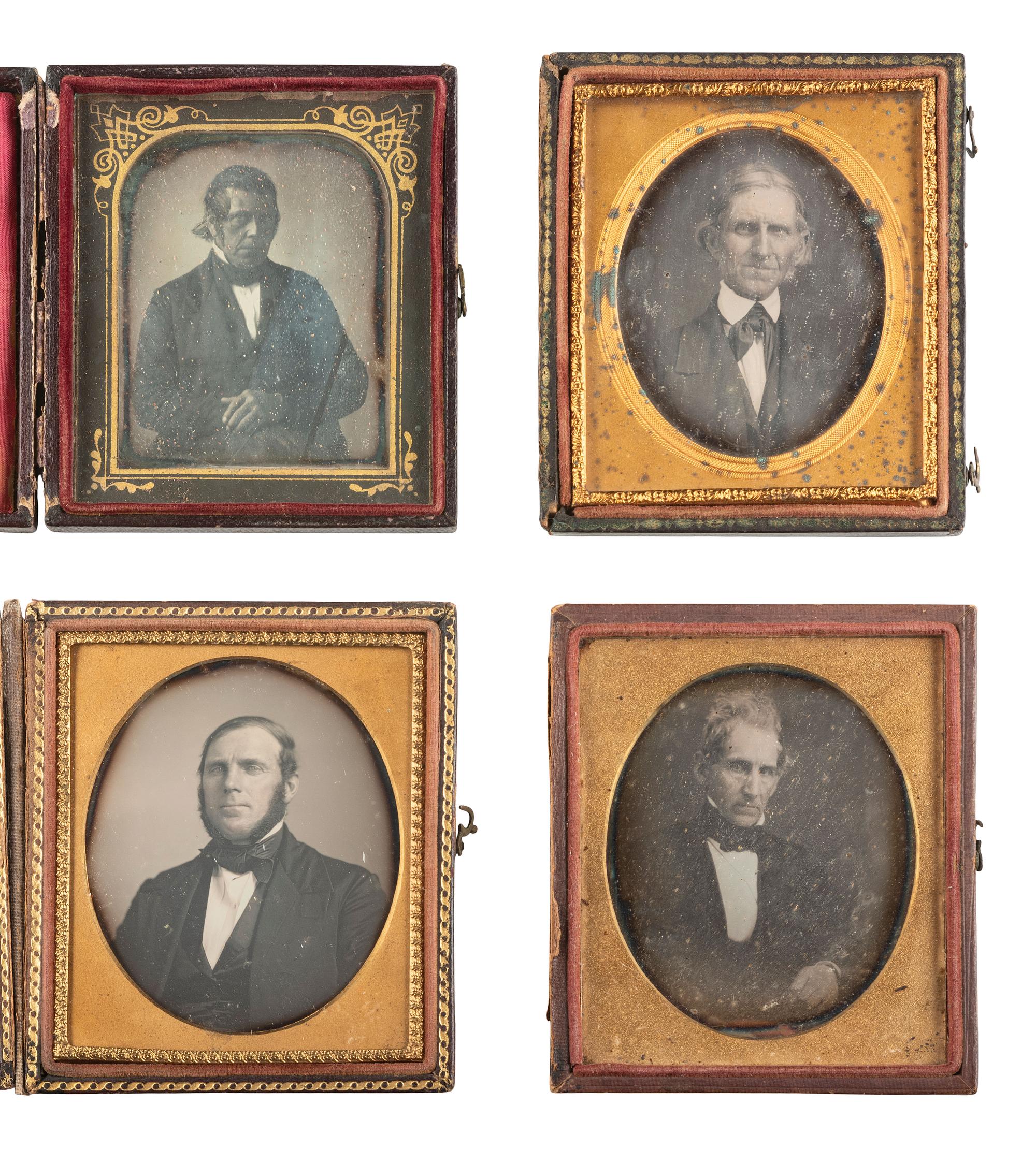 [EARLY PHOTOGRAPHY]. 28 sixth plate daguerreotypes of men with notable hairstyles & facial hair.
