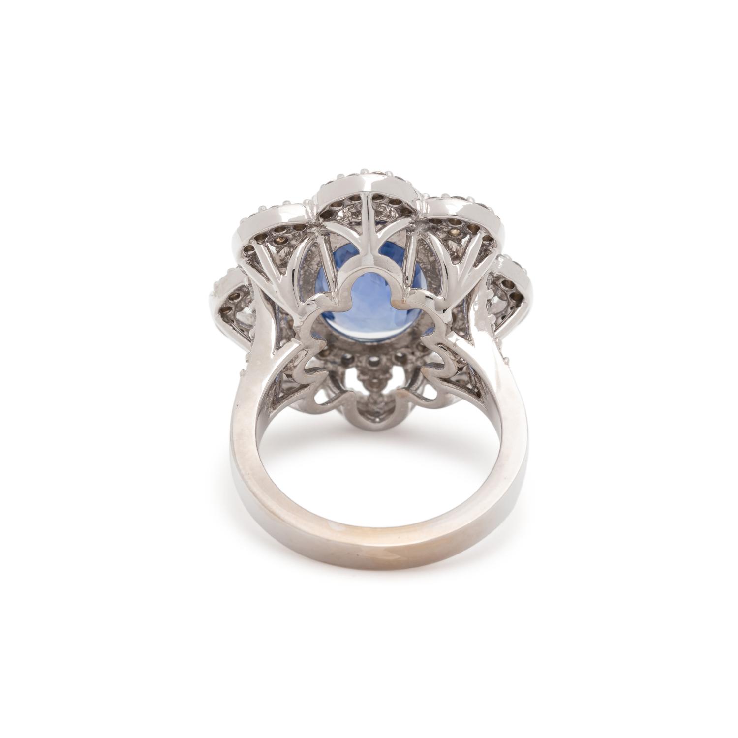 UNHEATED CEYLON SAPPHIRE AND DIAMOND RING