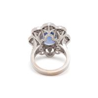 UNHEATED CEYLON SAPPHIRE AND DIAMOND RING