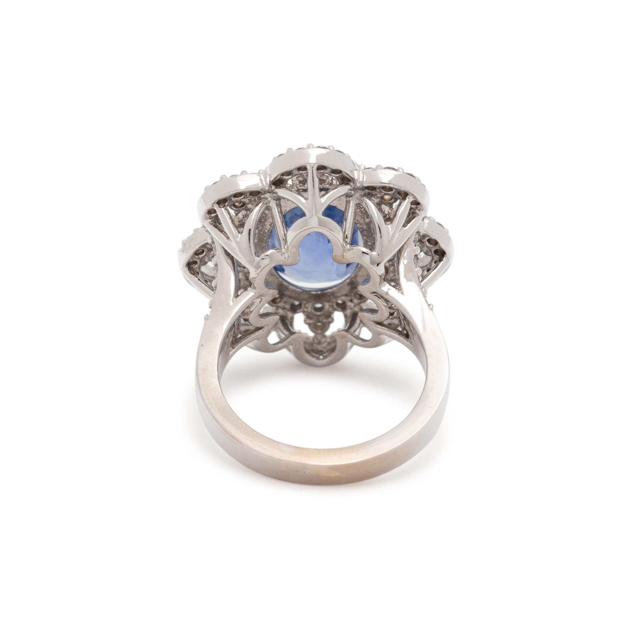 UNHEATED CEYLON SAPPHIRE AND DIAMOND RING