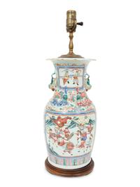 A Chinese Porcelain Vase Mounted as a Lamp