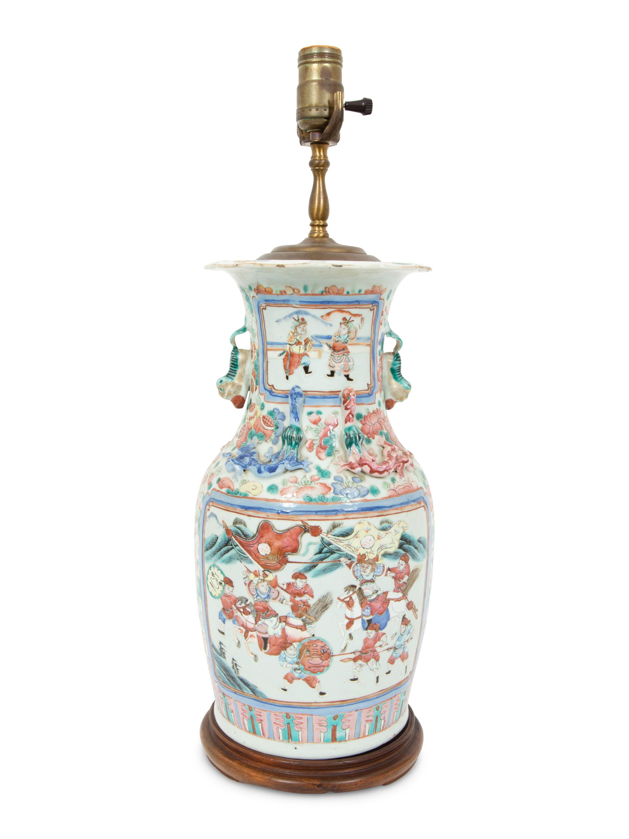 A Chinese Porcelain Vase Mounted as a Lamp