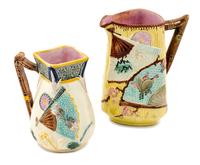 Two Majolica Water Pitchers Height of taller 9 inches. — LATE 19TH/EARLY 20TH CENTURY