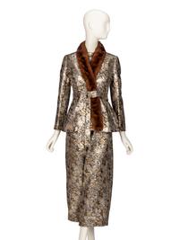 MOLLIE PARNIS, BROCADE JUMPSUIT ENSEMBLE