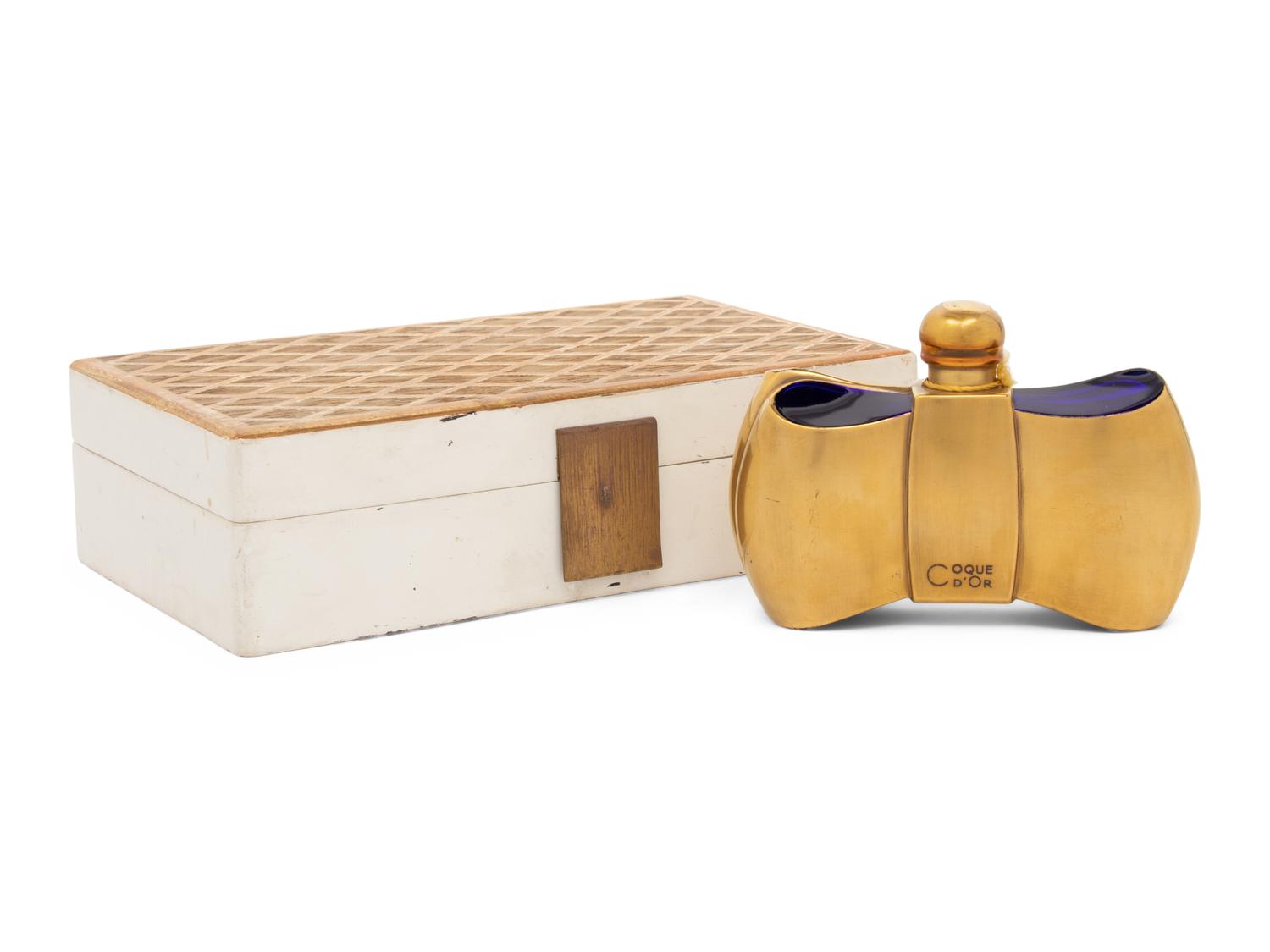 Perfume Box by Jean-Michel Frank and Guerlain Coque d'Or Bottle by Baccarat, 1937