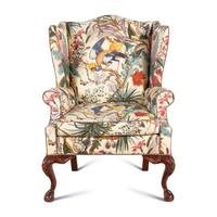 A Chippendale Style Mahogany and Salamandré Upholstered Wingback Armchair
