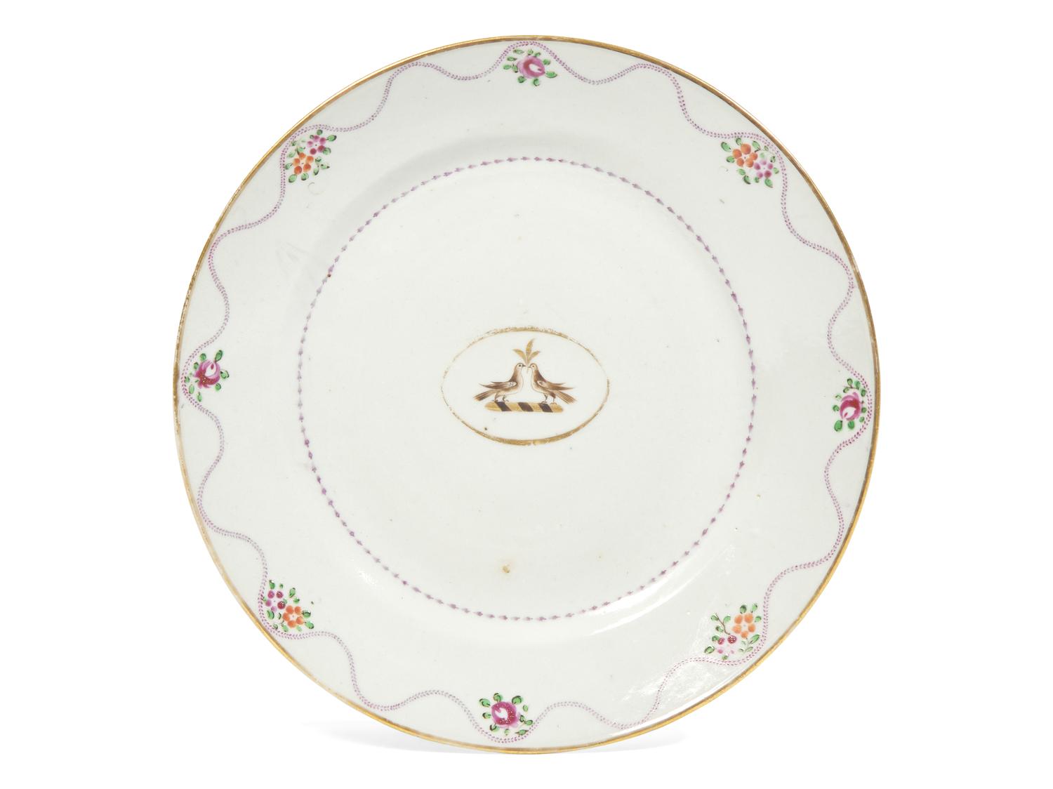 A Chinese Export Famille Rose Parcel-Gilt and Polychrome Armorial Porcelain Tea and Coffee Service