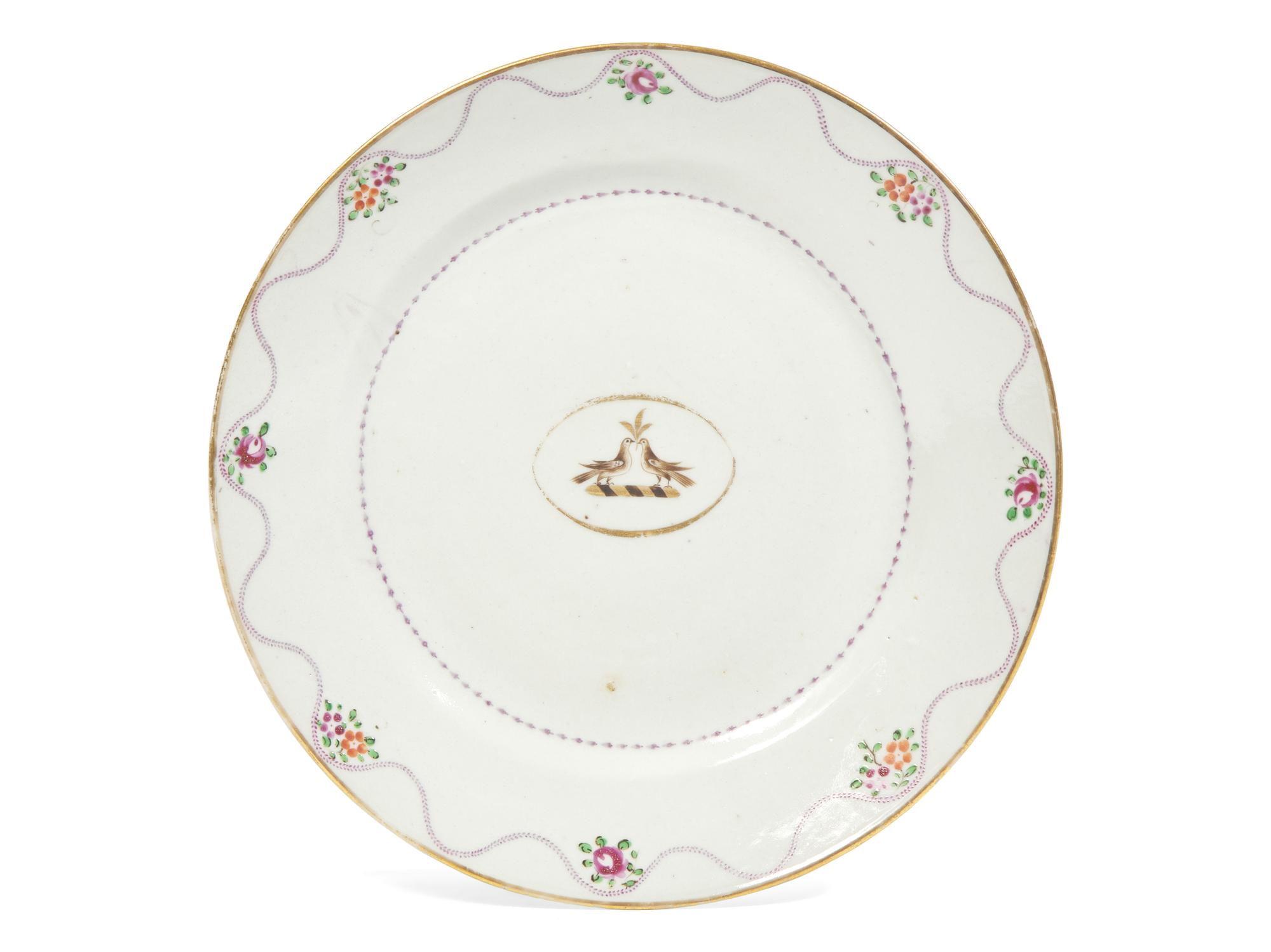 A Chinese Export Famille Rose Parcel-Gilt and Polychrome Armorial Porcelain Tea and Coffee Service