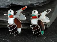Channel Inlay Hummingbird Squash Blossom Necklace Suite