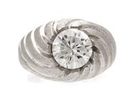 A 14 Karat White Gold and Diamond Ring, 10.15 dwts.