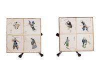 A Pair of Japanese Tile-Inset Side Tables