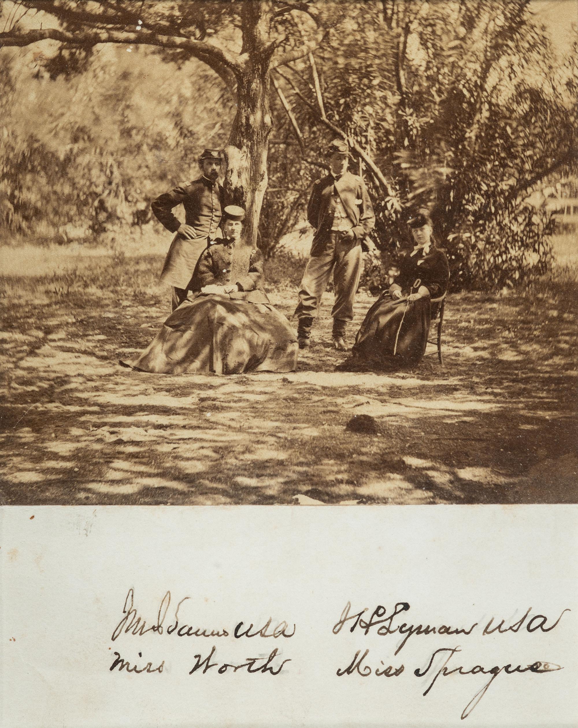 [CIVIL WAR]. Albumen photograph of identified Union officers and their female companions.