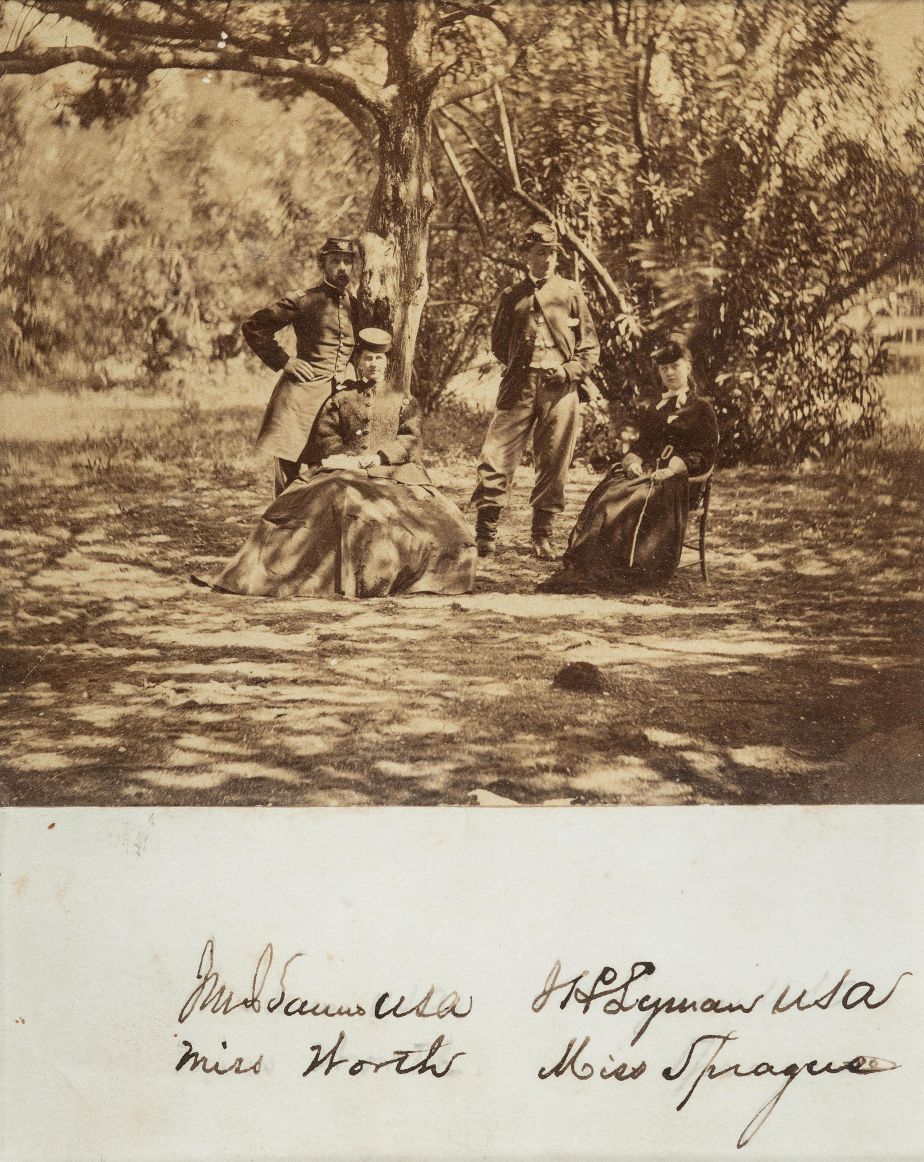 [CIVIL WAR]. Albumen photograph of identified Union officers and their female companions.