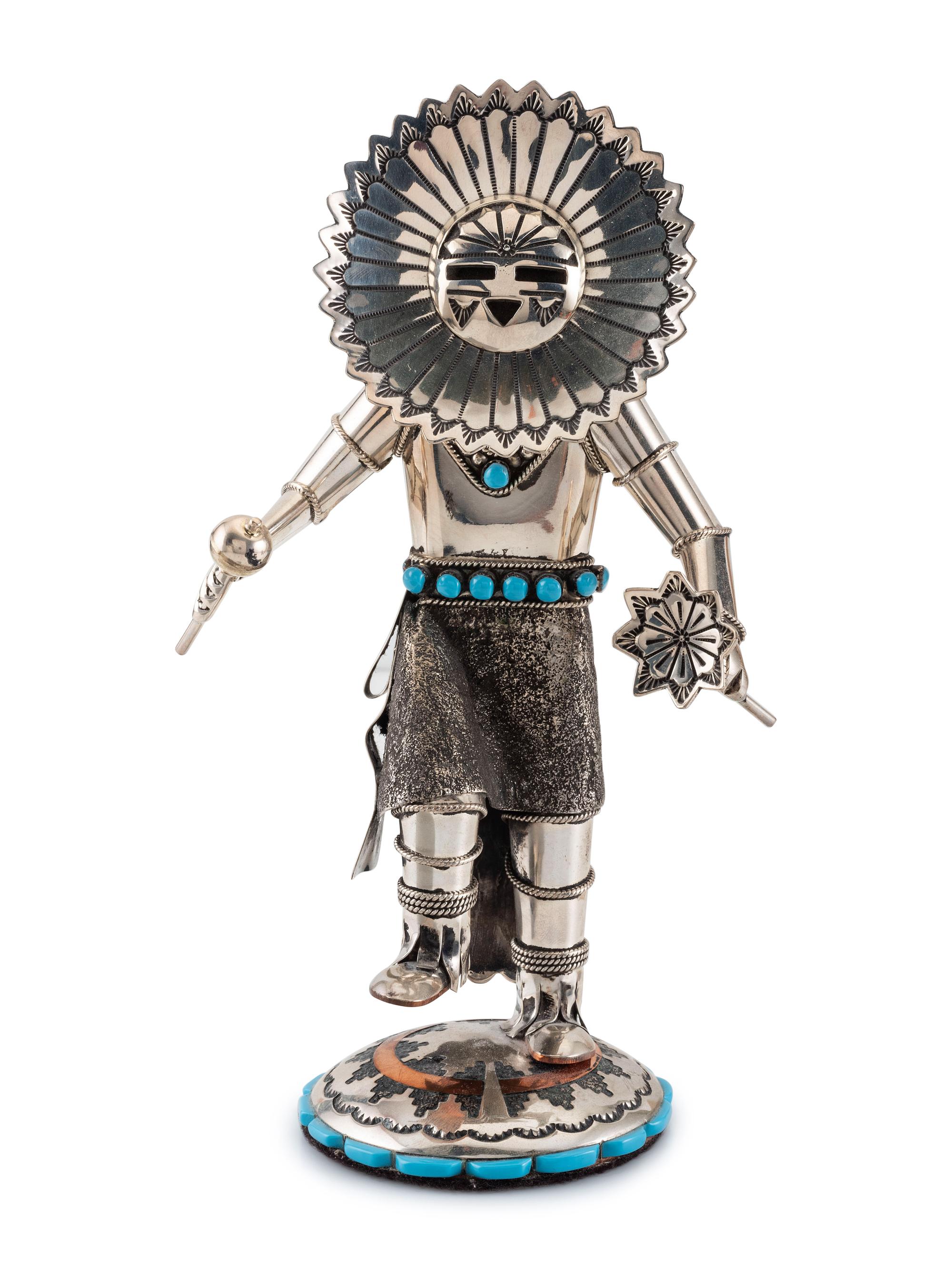 Sterling Silver and Coper Katsina, with Turquoise Accents