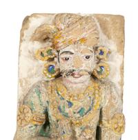 An Indian Polychromed Stone Figural Stele