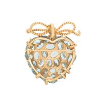 BLUE TOPAZ AND YELLOW GOLD HEART PENDANT/BROOCH