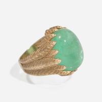 A 14K Yellow Gold and Cabochon Emerald Ring