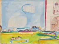 Town on a Plain (Orange Western Landscape), c. 1950s-early 1960s