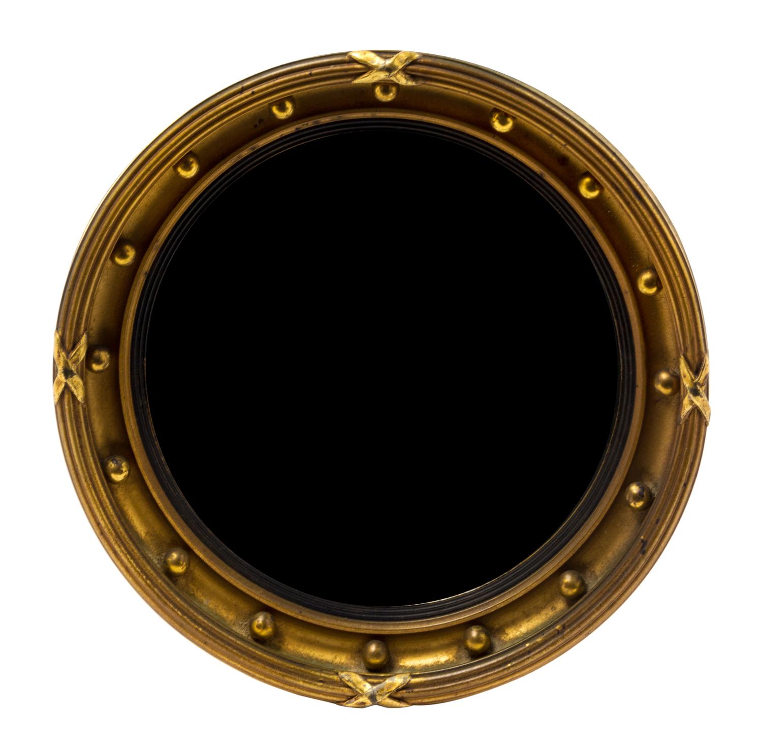 An English Diminutive Gilt Framed Bull's Eye Mirror Diameter 7 3/8 inches. — 20TH CENTURY