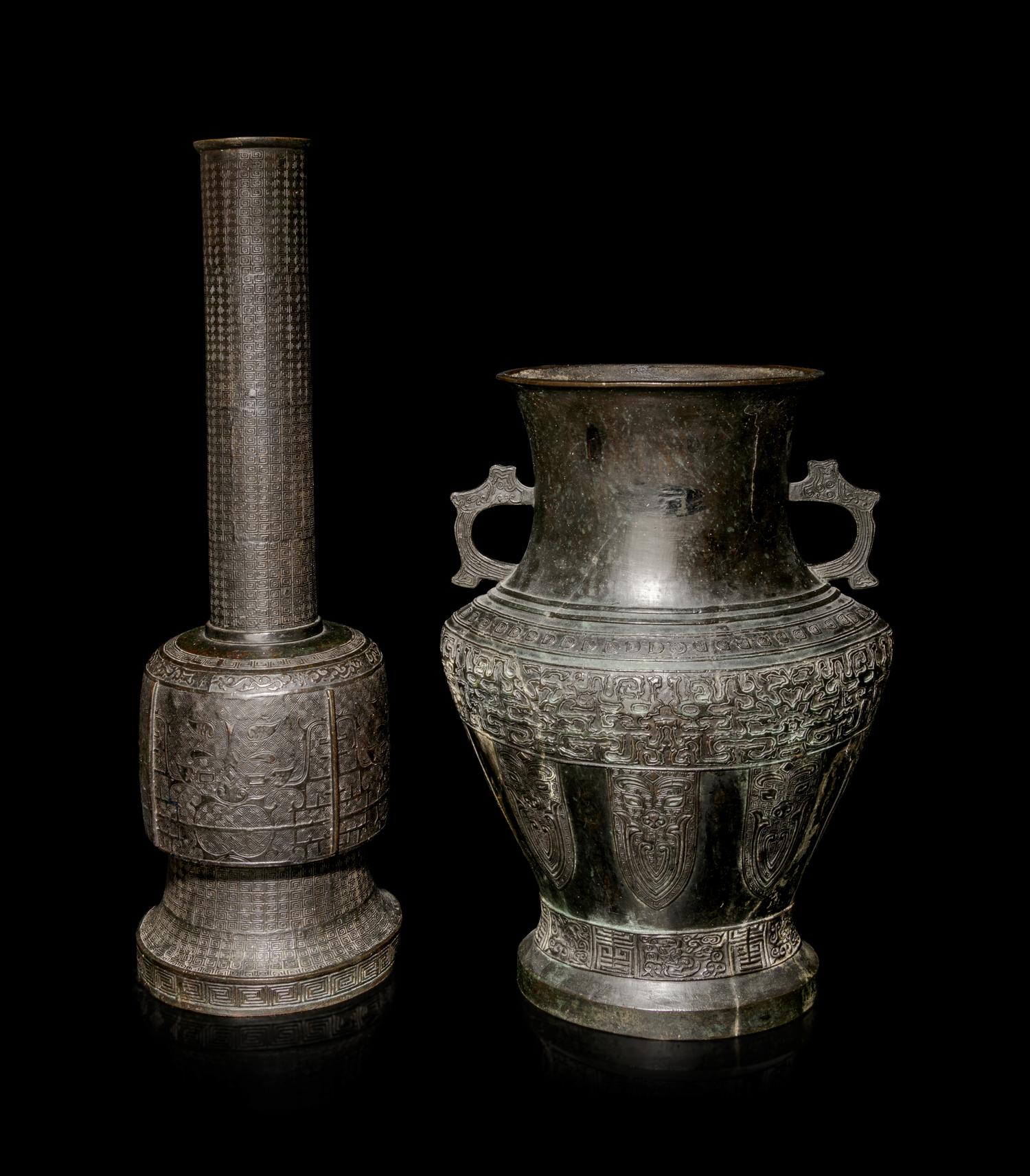 Two Archaistic Bronze Vases