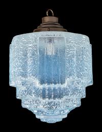 A Pair of French Opalescent Glass Hanging Fixtures