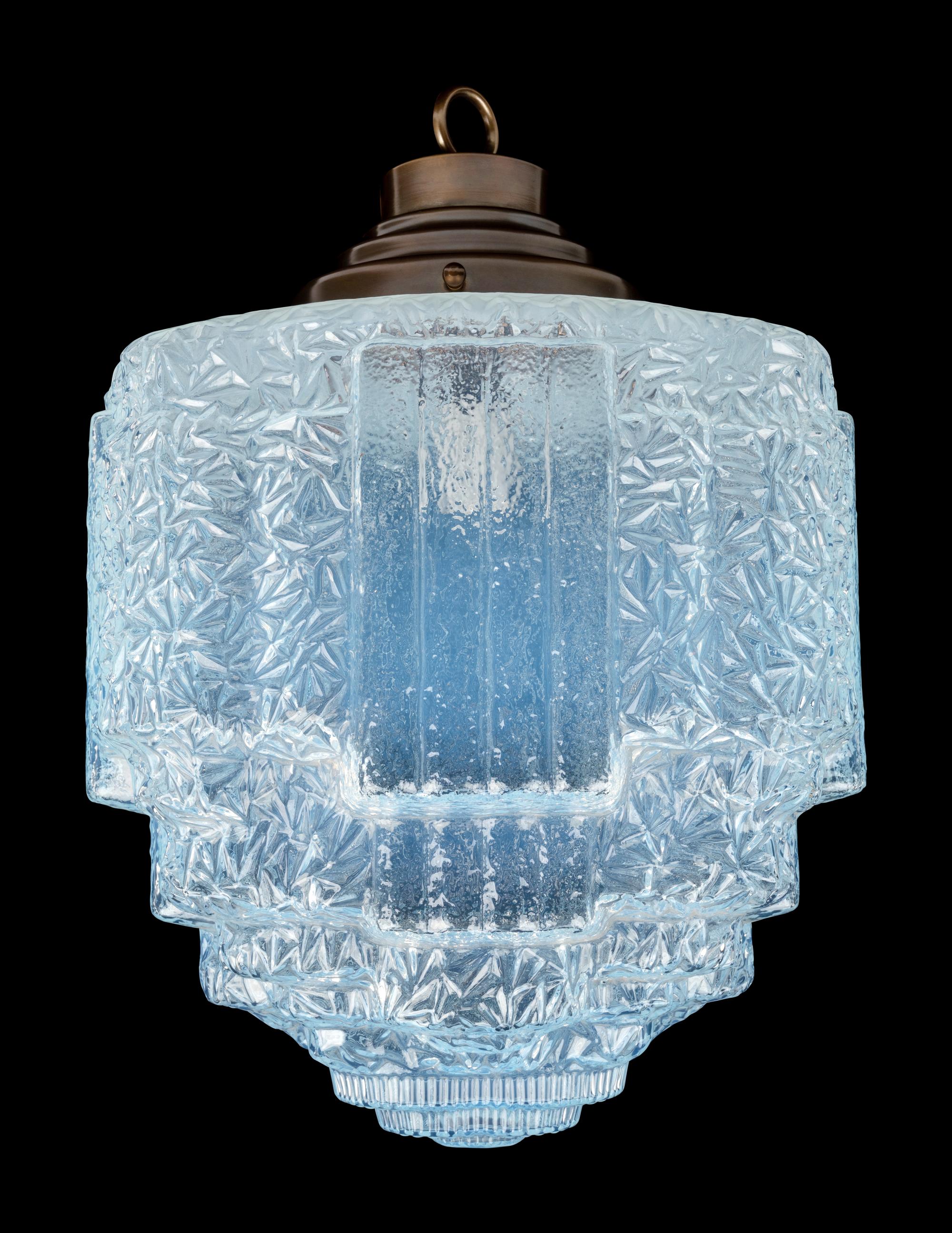 A Pair of French Opalescent Glass Hanging Fixtures