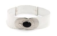 A Judith Leiber White Snake Skin Belt, 26.5"- 35.5" x 2.25"