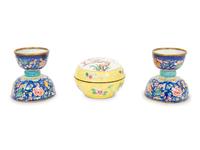 A Group of Three Chinese Enamel on Copper Articles