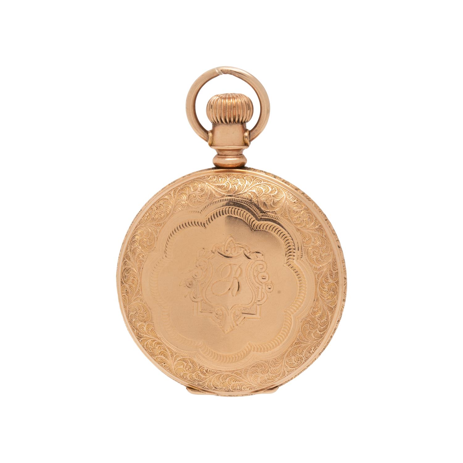 ELGIN, PINK GOLD HUNTER CASE POCKET WATCH