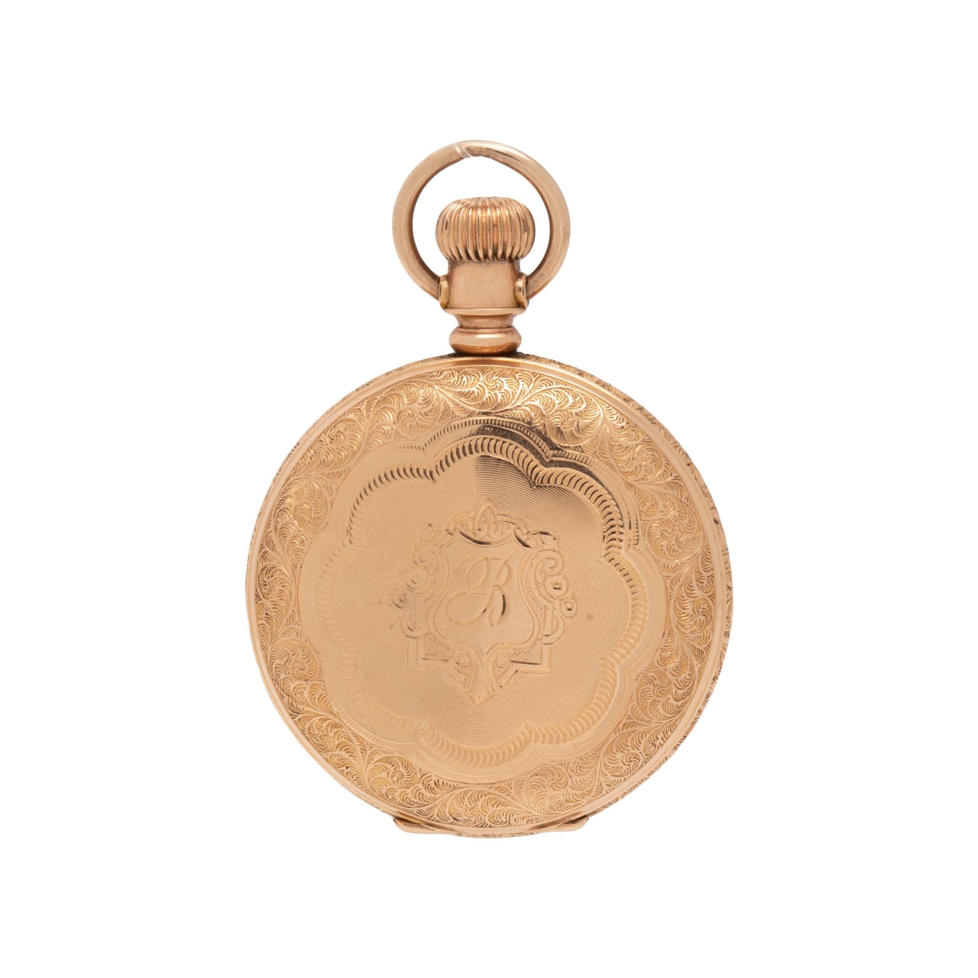ELGIN, PINK GOLD HUNTER CASE POCKET WATCH