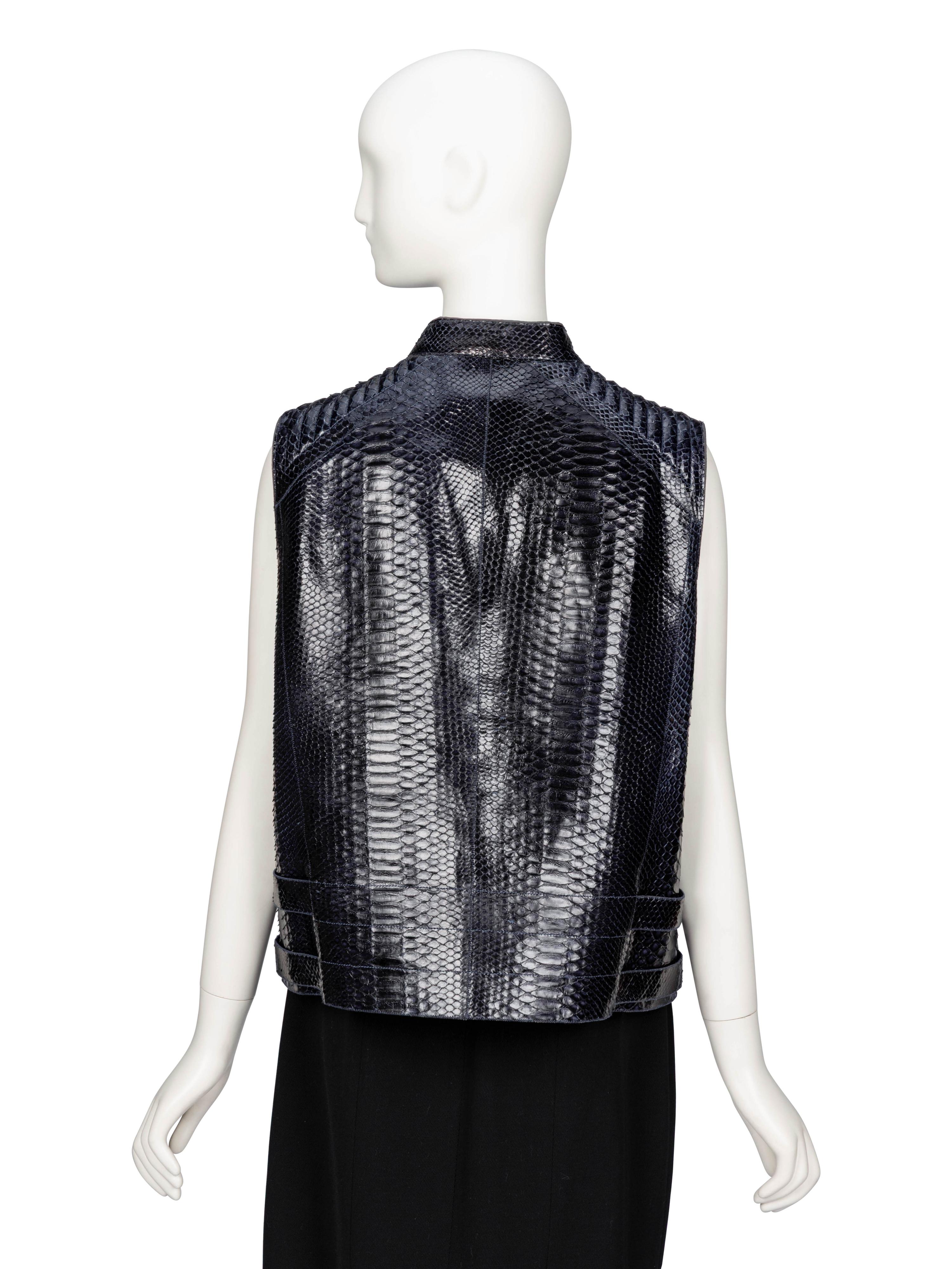 Brunello Cucinelli. Midnight Blue Snakeskin Vest