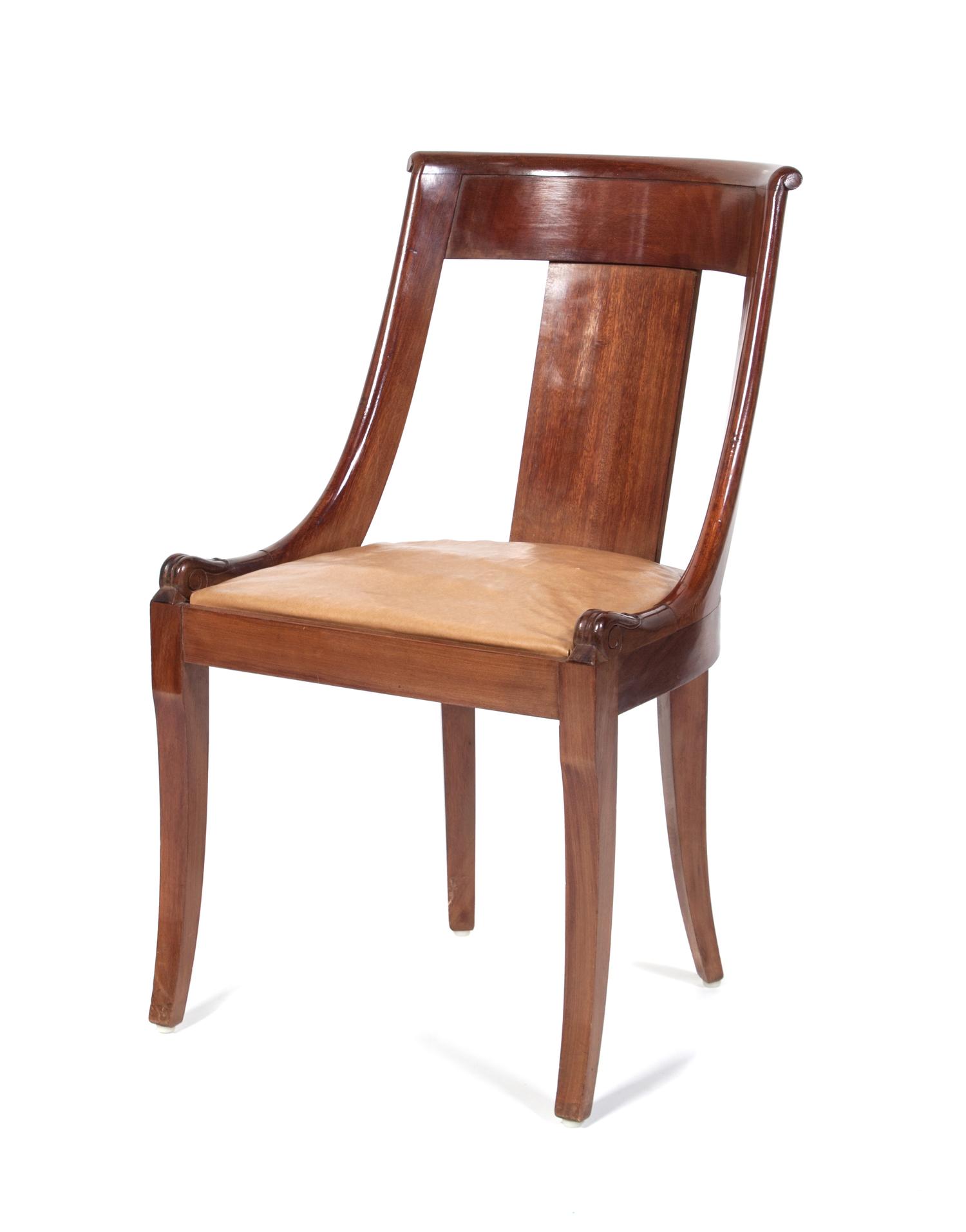 A Biedermeier Style Mahogany Side Chair Height 31 1/2 inches.