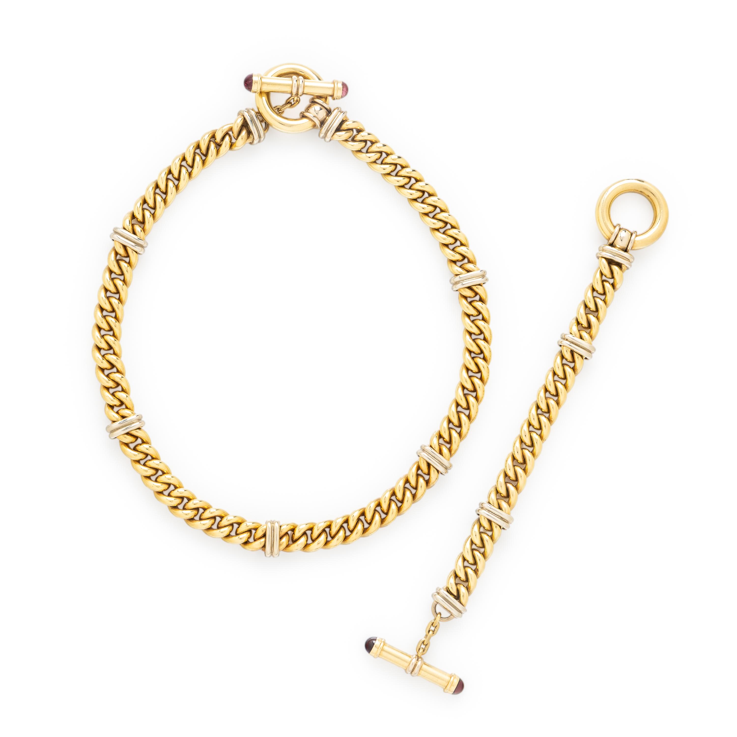 Signoretti, Yellow Gold Toggle Chain Necklace and Bracelet