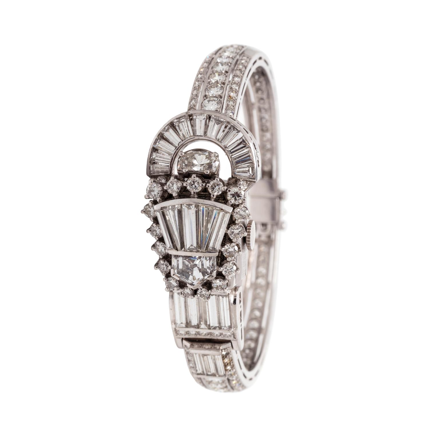 LUCIEN PICCARD, PLATINUM AND DIAMOND SURPRISE WRISTWATCH