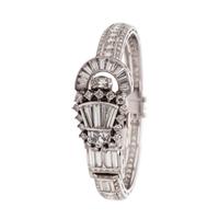 LUCIEN PICCARD, PLATINUM AND DIAMOND SURPRISE WRISTWATCH