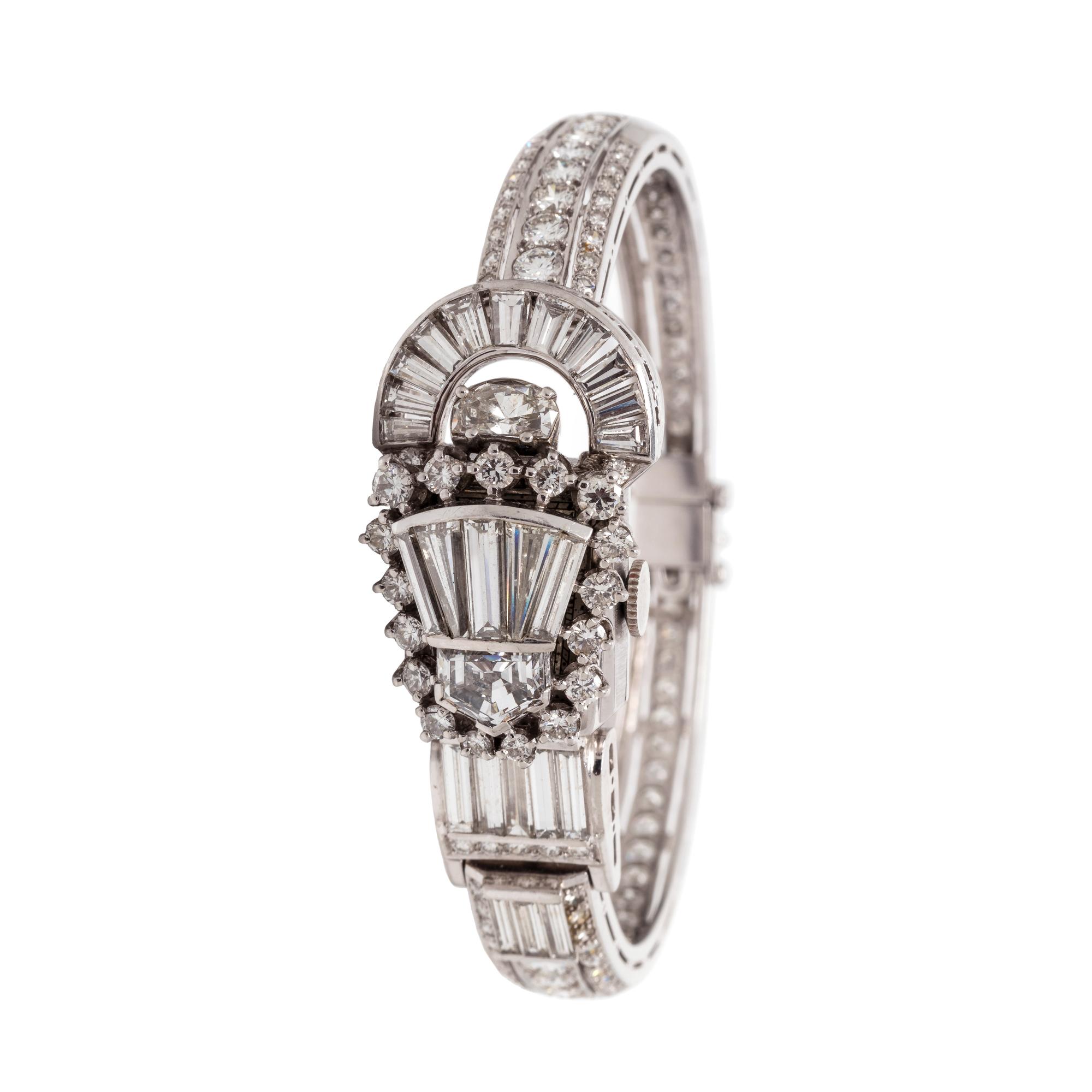 LUCIEN PICCARD, PLATINUM AND DIAMOND SURPRISE WRISTWATCH